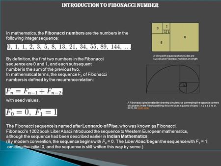 Introduction to Fibonacci number