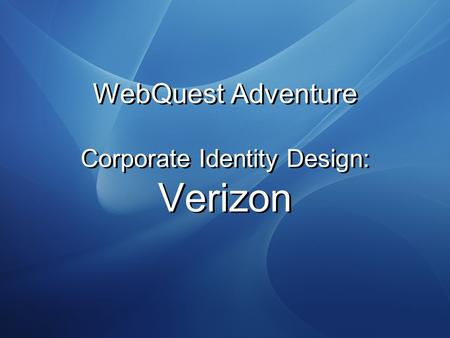 WebQuest Adventure Corporate Identity Design: Verizon.