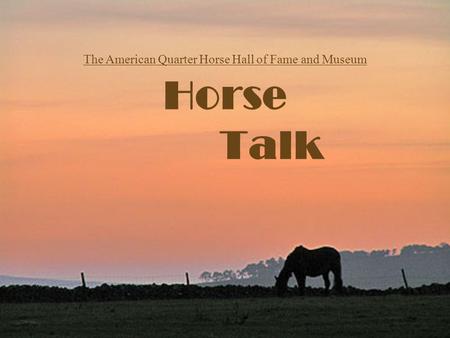 Horse Talk The American Quarter Horse Hall of Fame and Museum.