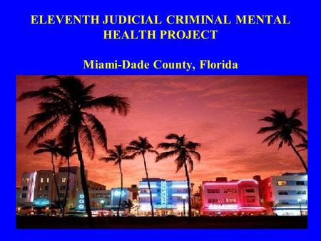 ELEVENTH JUDICIAL CRIMINAL MENTAL HEALTH PROJECT Miami-Dade County, Florida.