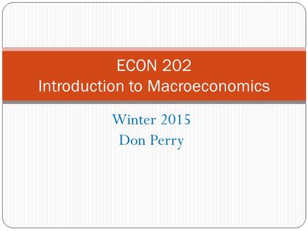 Winter 2015 Don Perry ECON 202 Introduction to Macroeconomics.