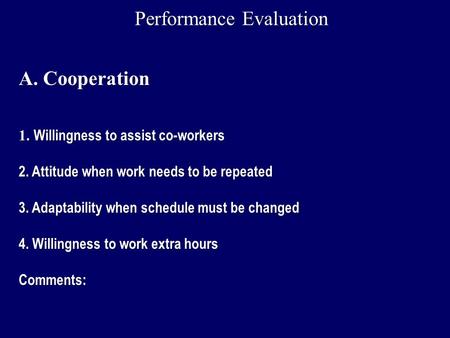 Performance Evaluation