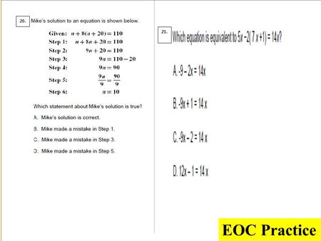 20. 21. EOC Practice. 23. 22. Home-Learning #7 Review: