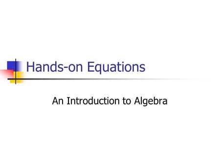 An Introduction to Algebra