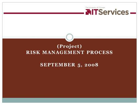 (Project) RISK MANAGEMENT PROCESS SEPTEMBER 5, 2008.