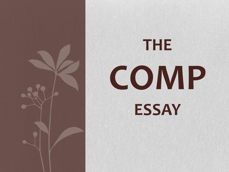 THE COMP ESSAY. WHAT IS IT? “In Part C students are asked to answer a comparative question that will focus on broad issues or themes in world history.