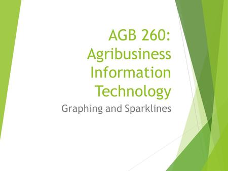 AGB 260: Agribusiness Information Technology Graphing and Sparklines.