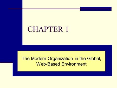 CHAPTER 1 The Modern Organization in the Global, Web-Based Environment.