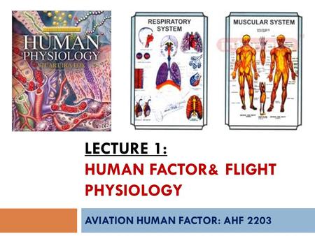 LECTURE 1: HUMAN FACTOR& FLIGHT PHYSIOLOGY AVIATION HUMAN FACTOR: AHF 2203.