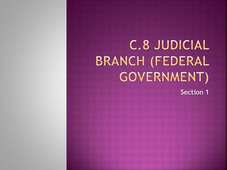 Section 1.  Federal courts, like the Supreme Court, make up the judicial branch of the U.S. government.  The United States Supreme Court is at the top.