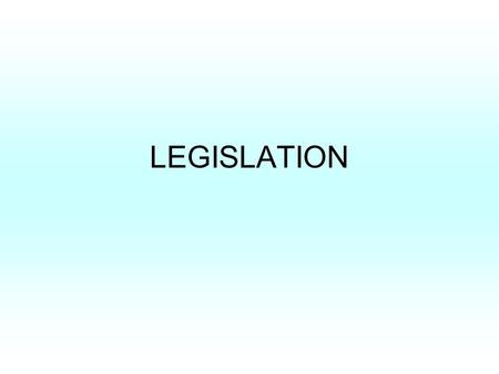 LEGISLATION. DATA PROTECTION ACT (1998) The aim of this act give people the right to know what information is held about them. It also sets out rules.