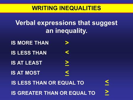 Verbal Expressions for =