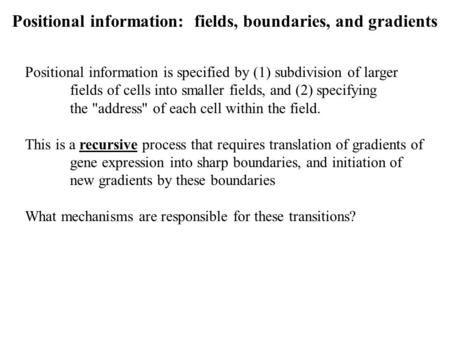 Positional information: fields, boundaries, and gradients