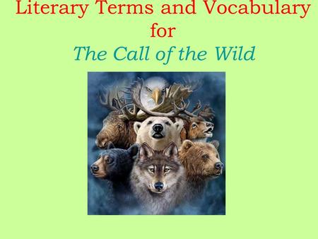 Literary Terms and Vocabulary for The Call of the Wild By Jack London.