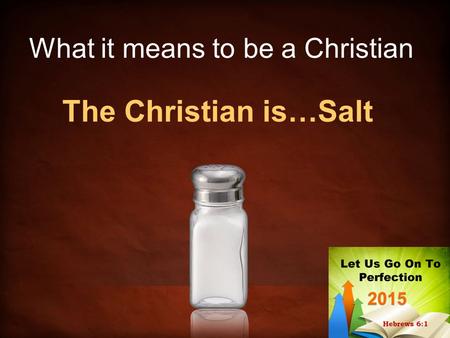 What it means to be a Christian The Christian is…Salt.