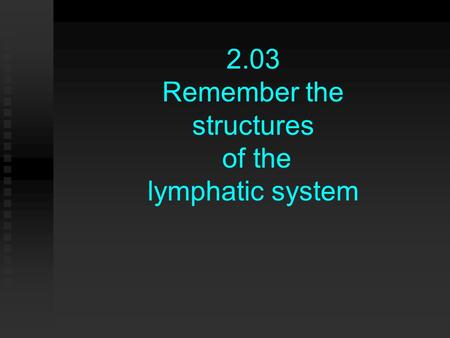 2.03 Remember the structures of the lymphatic system.