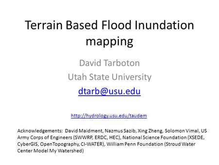 Terrain Based Flood Inundation mapping