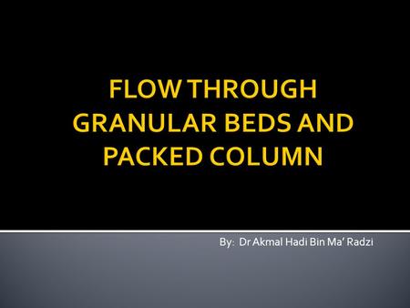 FLOW THROUGH GRANULAR BEDS AND PACKED COLUMN