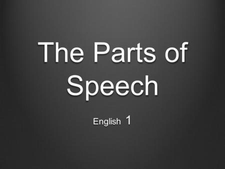 The Parts of Speech English 1. There Are 8 Parts of Speech 1. Nouns 2. Pronouns 3. Adjectives 4. Verbs 5. Adverbs 6. Prepositions 7. Conjunctions 8. Interjections.