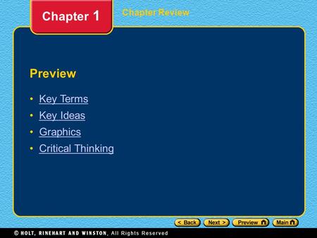 Chapter 1 Preview Key Terms Key Ideas Graphics Critical Thinking.