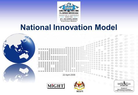 National Innovation Model MOSTI 22 April 2008. Page 2 © MIGHT 2008 Proprietary & Confidential Looking Back, Moving Forward Agriculture Based Economy Production.