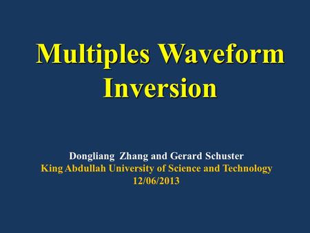 Multiples Waveform Inversion