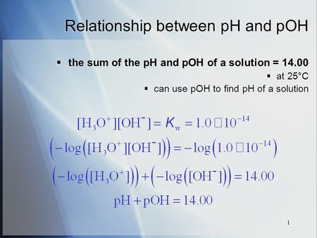 Relationship between pH and pOH