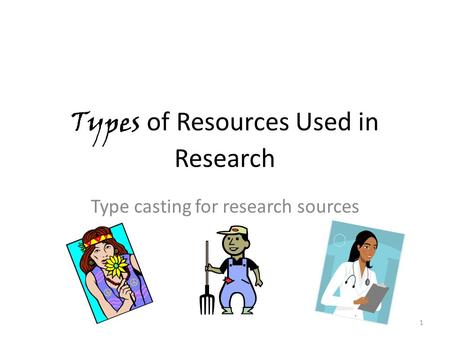 Types of Resources Used in Research Type casting for research sources 1.