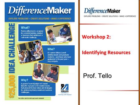 Prof. Tello Workshop 2: Identifying Resources. Agenda Schedule UpdateSchedule Update Check-in with TeamsCheck-in with Teams  How are you progressing?