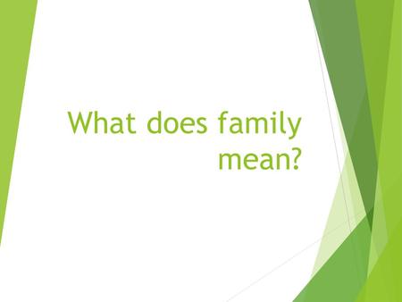 What does family mean?.  Define family. Your opinion.