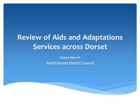 Review of Aids and Adaptations Services across Dorset Steve March North Dorset District Council 1.