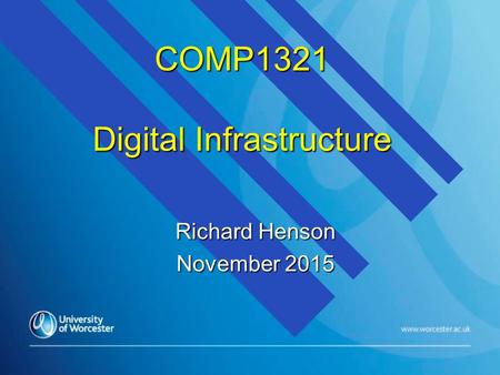 COMP1321 Digital Infrastructure Richard Henson November 2015.