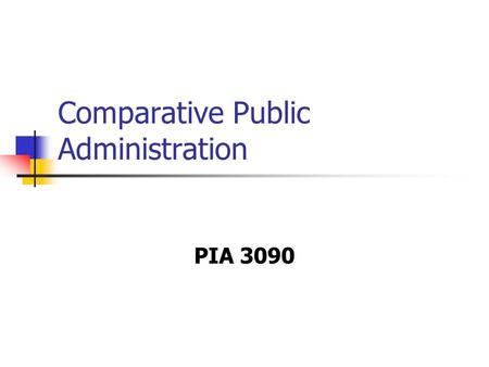 Comparative Public Administration