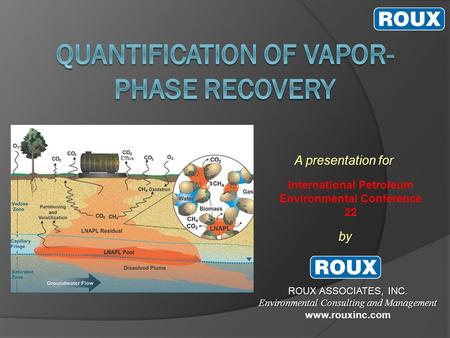 A presentation for by ROUX ASSOCIATES, INC. Environmental Consulting and Management www.rouxinc.com International Petroleum Environmental Conference 22.