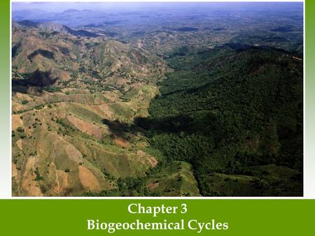 Chapter 3 Biogeochemical Cycles. Matter cycles through the biosphere Biosphere- The combination of all ecosystems on Earth. Biogeochemical cycles- The.