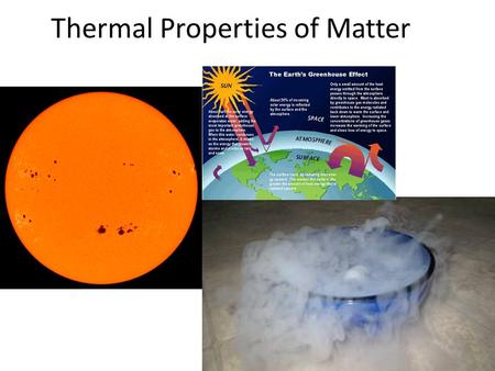 Thermal Properties of Matter. I.Temperature, Heat, Internal Energy and the 0 th Law of Thermodynamics A.Temperature -measure of hot and cold -T is directly.