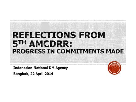 Indonesian National DM Agency Bangkok, 22 April 2014.