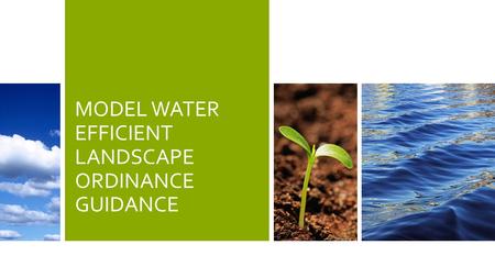 MODEL WATER EFFICIENT LANDSCAPE ORDINANCE GUIDANCE