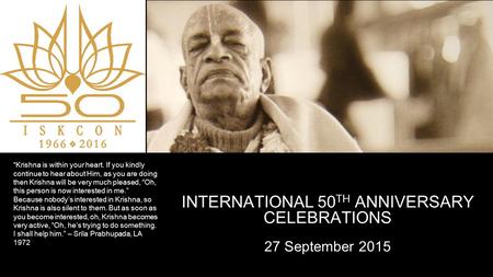 INTERNATIONAL 50TH ANNIVERSARY CELEBRATIONS 27 September 2015