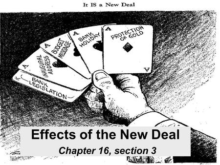 Effects of the New Deal Chapter 16, section 3. Economic Relieved poverty in some segments of society.