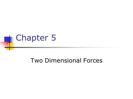 Chapter 5 Two Dimensional Forces Equilibrium An object either at rest or moving with a constant velocity is said to be in equilibrium The net force acting.