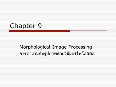 Morphological Image Processing การทำงานกับรูปภาพด้วยวิธีมอร์โฟโลจิคัล