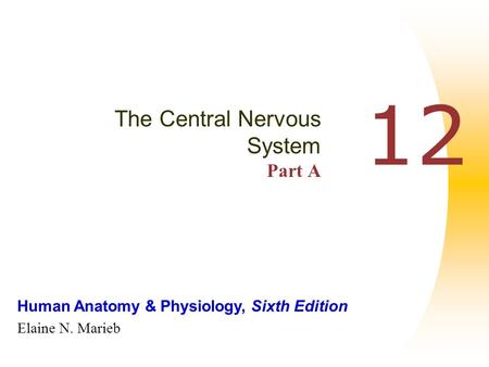 Human Anatomy & Physiology, Sixth Edition Elaine N. Marieb 12 The Central Nervous System Part A.