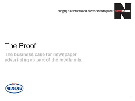 The Proof 1 The business case for newspaper advertising as part of the media mix.