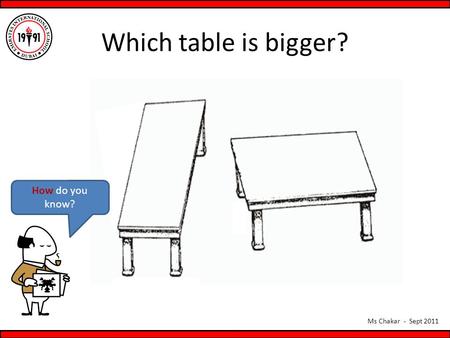 Which table is bigger? How do you know?.