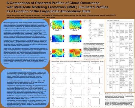 Observed & Simulated Profiles of Cloud Occurrence by Atmospheric State A Comparison of Observed Profiles of Cloud Occurrence with Multiscale Modeling Framework.