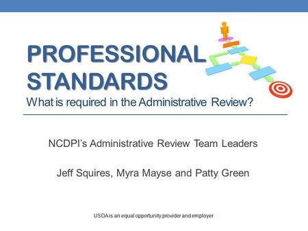 PROFESSIONAL STANDARDS PROFESSIONAL STANDARDS What is required in the Administrative Review? NCDPI’s Administrative Review Team Leaders Jeff Squires, Myra.