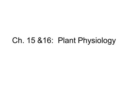 Ch. 15 &16: Plant Physiology. Major parts of a flower.