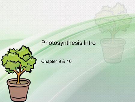 Photosynthesis Intro Chapter 9 & 10.