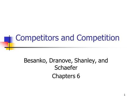 Competitors and Competition